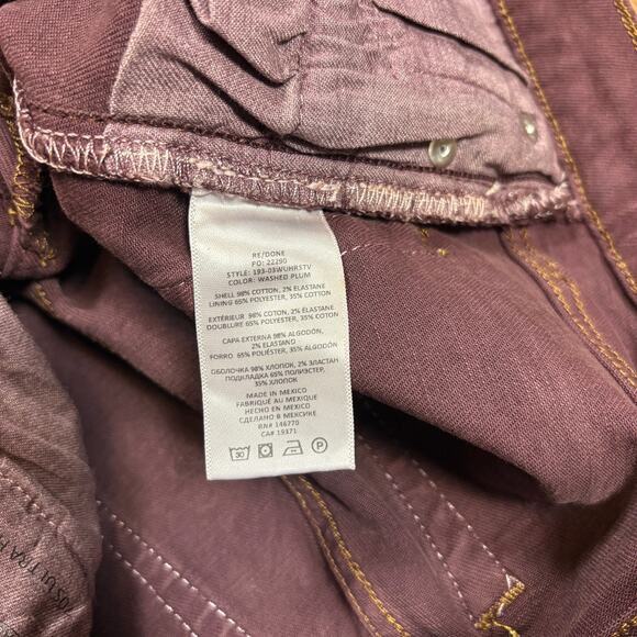 RE/DONE Originals 70s Ultra High Rise Stove Pipe Jeans size 24 Washed Plum NWT - Picture 4 of 9